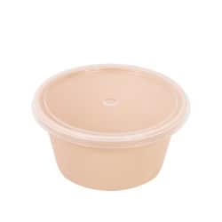 Bol reemp pp beige avec  couvercle transparent   - 120 ml - 7,7 cm x 7,7 cm x 4 cm.
