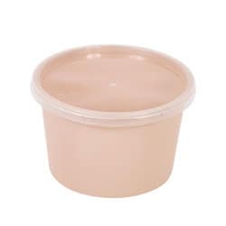 Bol Reemp  pp beige avec couv transparent  - 600 ml - 22,6 cm x 15,4 cm x 5,4 cm.