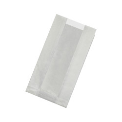 Sac papier ingraissable kraft blanc à fenêtre  - 22 cm x 12 cm x 5 cm