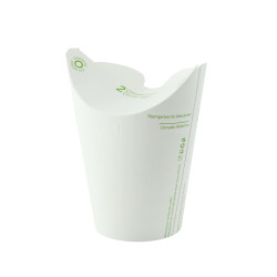 Gobelet carton couvercle integré  - 250ml - 10,2 cm x 5,6 cm x 8,1 cm - 25 unités