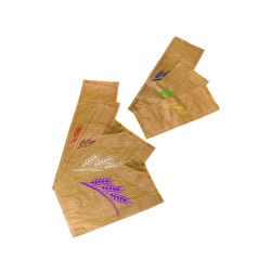 Sac à pain papier kraft brun décor rouge  - 18 cm x 7 cm x 61 cm - 500 unités