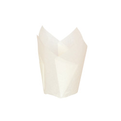 Caissette de cuisson forme tulipe en papier blanc siliconé  - 15 cm x 15 cm x 8 cm - 100 unités