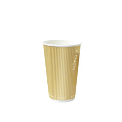 Gobelet rippley beige sans plastique   - 8 cm x 5,6 cm x 9,2 cm - 25 unités