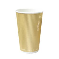 Gobelet rippley beige sans plastique   - 9 cm x 6 cm x 13,6 cm - 25 unités