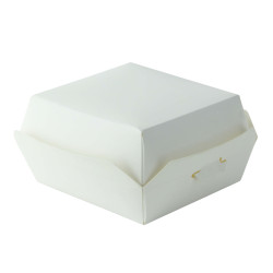 Mini Boite burger en carton blanc  - 9,8 cm x 9,5 cm x 5 cm - 25 unités