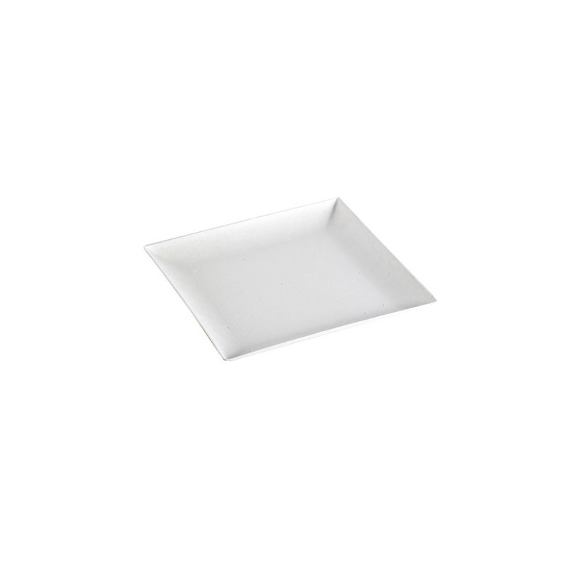 Assiette carrée blanche en pulpe "BioNChic" 11 x 11 cm - 100 unités
