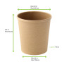 Pot Carton Kraft Brun Chaud Et Froid - 490 ml - 9.7 cm x 7.5 cm x 10.2 cm - 25 unités