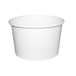 Pot carton blanc chaud et froid avec couvercle carton  - 230ml - 9 cm x 7,3 cm x 6 cm - 25 unités