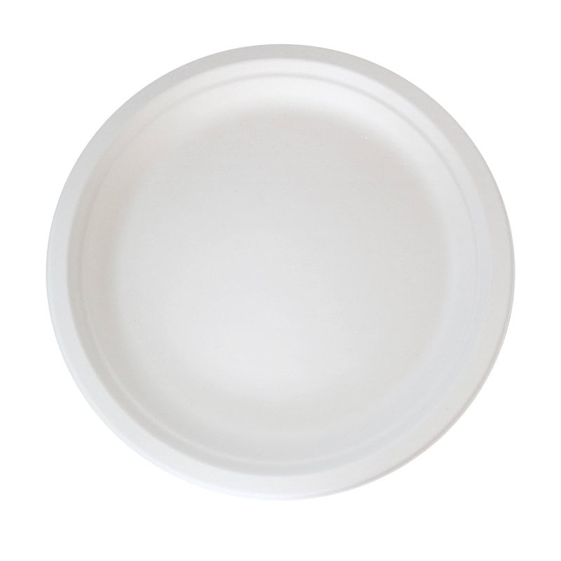 Assiette ronde blanche en pulpe  - 22 cm x 22 cm - 50 unités