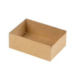 Boite pâtissière carton brun sans couvercle  - 16 cm x 12 cm x 5 cm - 100 unités