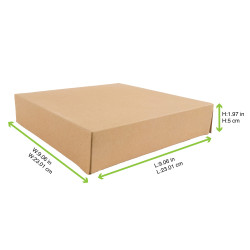 Boite pâtissière carton kraft brun  - 23 cm x 23 cm x 5 cm - 50 unités