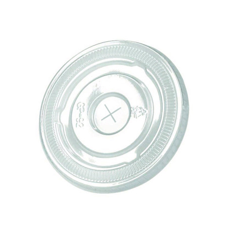 Couvercle Plastique Pet Transparent Plat Avec Croisillon - 9.5 cm - 100 unités