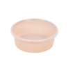 Bol Reemp pp beige avec  couvercle transparent  - 300 ml - 12 cm x 12 cm x 3,2 cm.