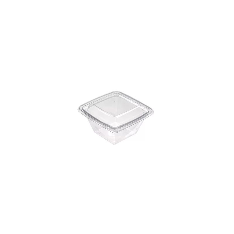 Saladier Plastique Pet Carré Transparent - 750 ml - 19 cm x 19 cm x 4.5 cm - 300 unités