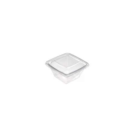 Saladier Plastique Pet Carré Transparent - 750 ml - 19 cm x 19 cm x 4.5 cm - 300 unités