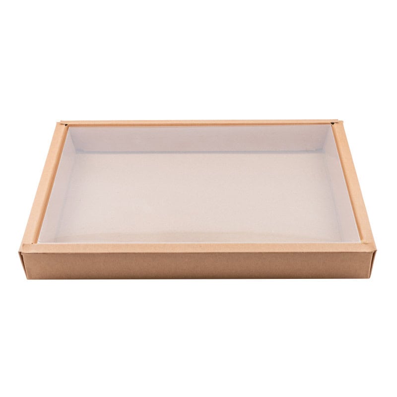 Combo boîte kraft sushi avec couvercle PET  310x215, H35 mm, 50pcs
