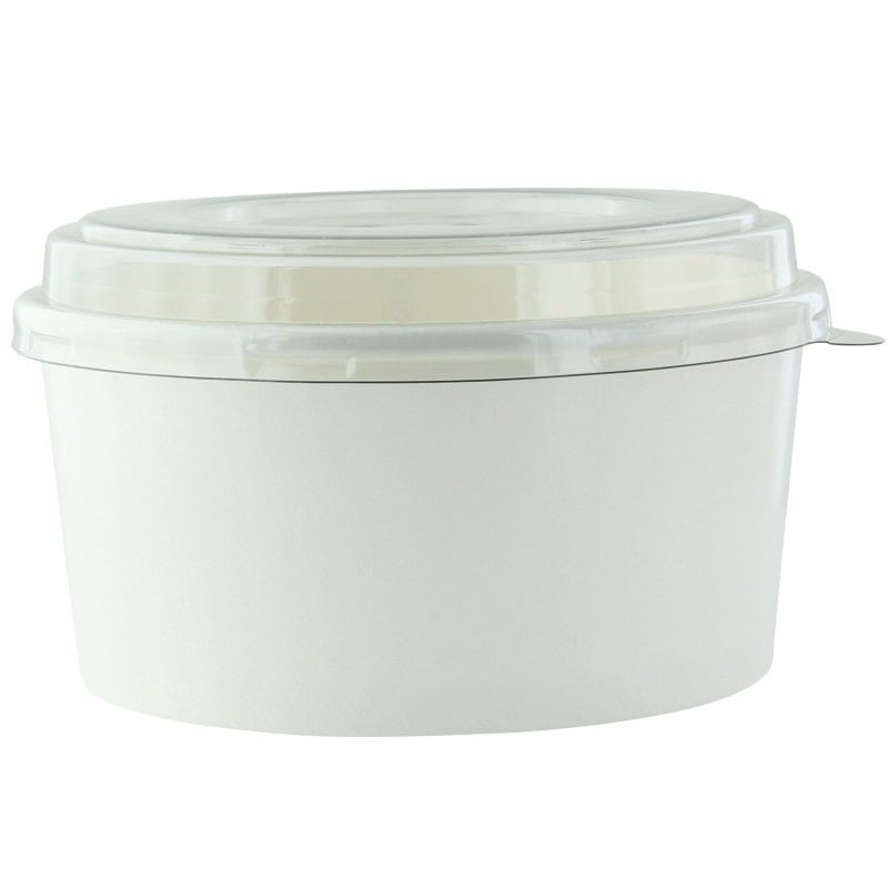 Saladier rond Blanc Buckaty et couvercle PET  1 140ml Ø187mm, 50pcs