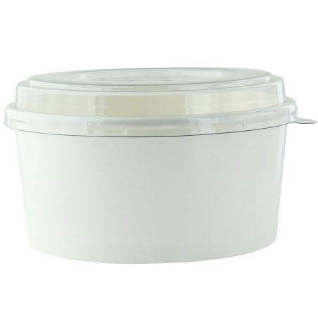 Saladier rond Blanc Buckaty et couvercle PET  1 140ml Ø187mm, 50pcs