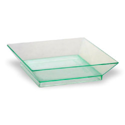 Mise en bouche réutilisable verte transparente "Klarity" 6,5 x 6,5 cm - 50 unités