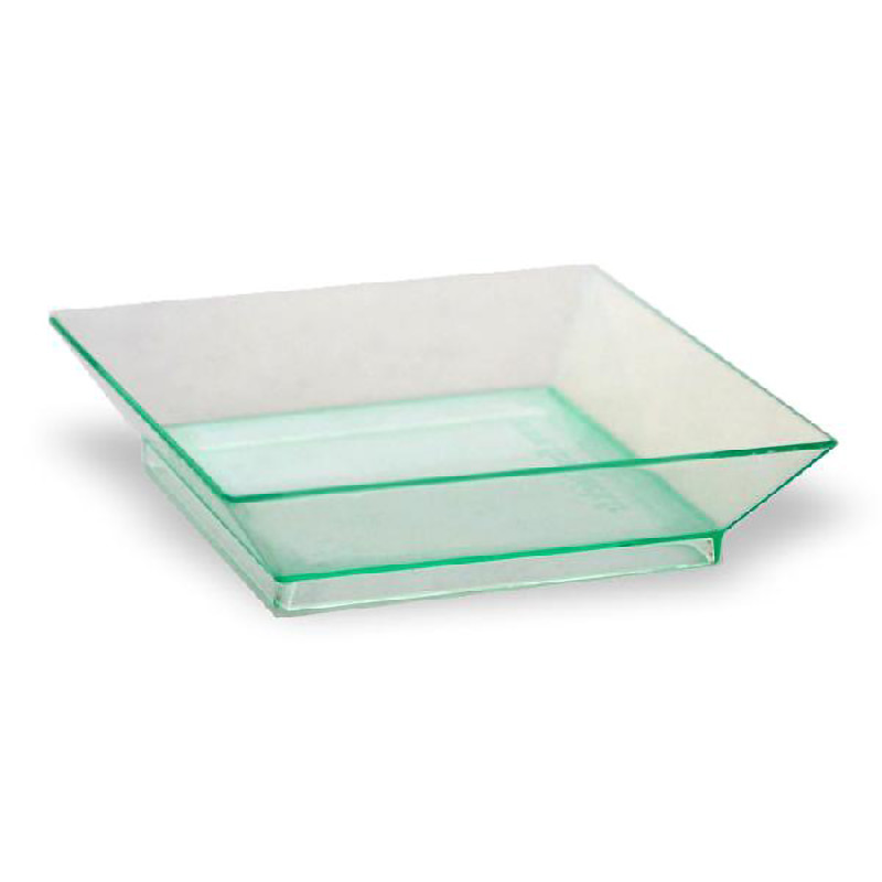 Mise en bouche réutilisable verte transparente "Klarity" 6,5 x 6,5 cm - 50 unités