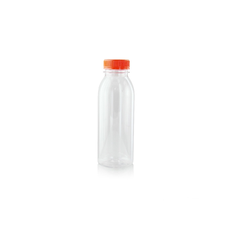 Bouteille transparente en plastique PET avec bouchon orange 330ml 61x H161 mm, 220pcs