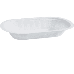 Barquette plastique PP blanche oblongue micro-ondable et scellable 159x102mm H25mm