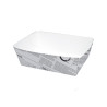 Barquette en carton blanc impression journal 90x60mm H40mm 300ml