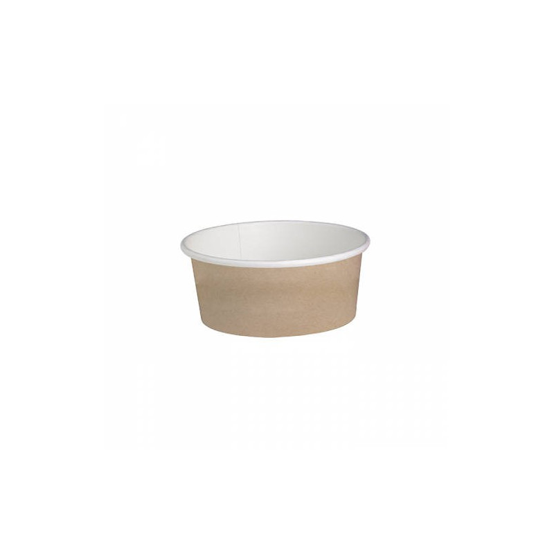 Pot "Deli" rond en carton décor brun 480 ml Diam: 11,4 cm 14,4 x 9,5 x 7,2 cm - 50 unités