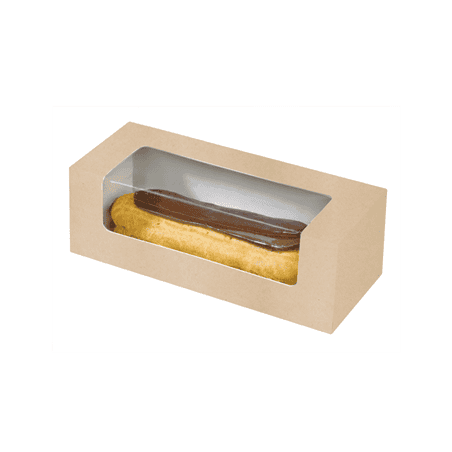 Boîte carton à fenêtre PET pour éclair ou macaron 150x60mm H50mm