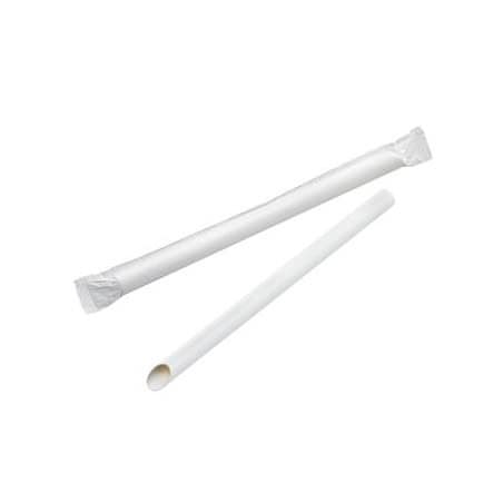 Paille biseautée blanche pour Bubble Tea   H200mm