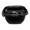 Saladier PET carré noir avec couvercle  130x130mm H60mm 480ml