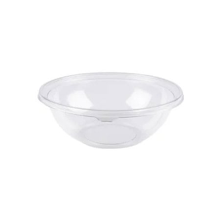Saladier plastique PET transparent ovale avec couvercle charnière et fourchette 12 cm 185x140mm H70mm 500ml