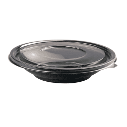 Saladier PET rond noir avec couvercle   H30mm 750ml