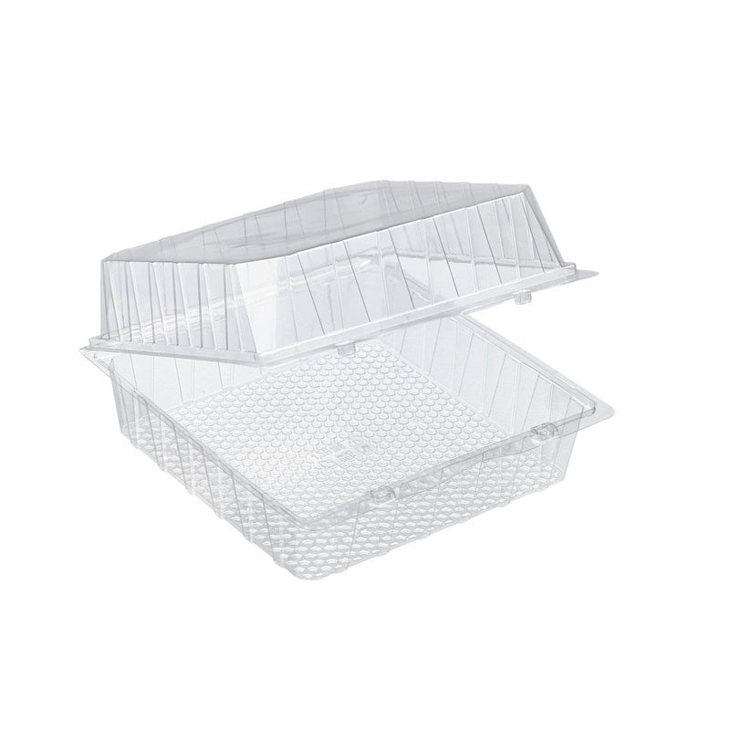 Boite blister plastique transparente avec couvercle charnière pour 10 viennoiseries  210x210mm H150mm