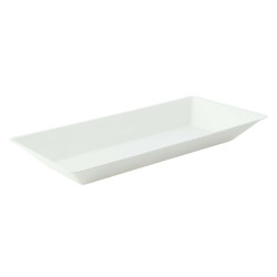 Assiette rectangulaire blanche en pulpe 500 ml 26 x 13 x 2,8 cm - 50 unités