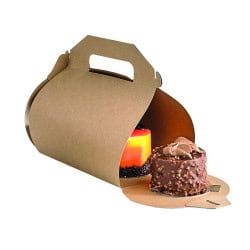 Boite pâtissière haute carton kraft avec poignée  - 18 cm x 16 cm x 7 cm - 50 unités