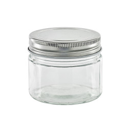 Pot en verre rond avec couvercle en aluminium à visser  H62mm 150ml - 20 Pcs
