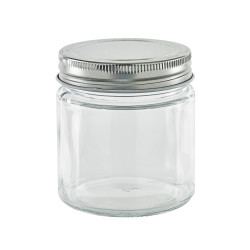 Pot en verre rond avec couvercle en aluminium à visser  H88mm 250ml - 20 Pcs