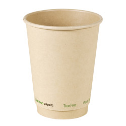 Gobelet en carton à double paroi en fibre de bambou sans plastique  - 350 ml - 9 cm x 6 cm x 11 cm.