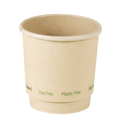 Gobelet en carton à double paroi en fibre de bambou sans plastique  - 120 ml - 6,2 cm x 4,6 cm x 6,2 cm.