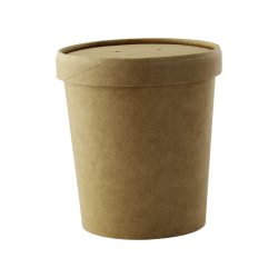 Pot carton brun chaud et froid avec couvercle carton 490 ml Diam: 9,7 cm 9,7 x 7,5 x 9,5 cm - 25 unitÃ©s
