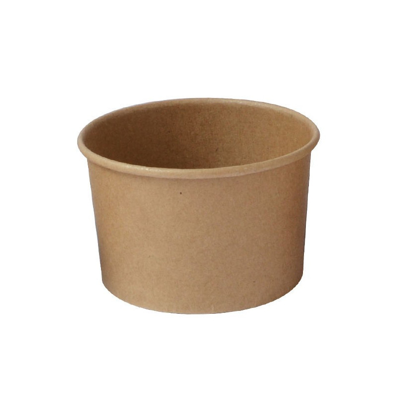 Pot carton kraft brun chaud et froid 270 ml Diam: 9,6 cm 9,6 x 8 x 5,3 cm - 50 unités