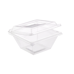 Pyramide Deli plastique PET avec couvercle charniÃ¨re  250ml 105x105, H55 mm, 50pcs
