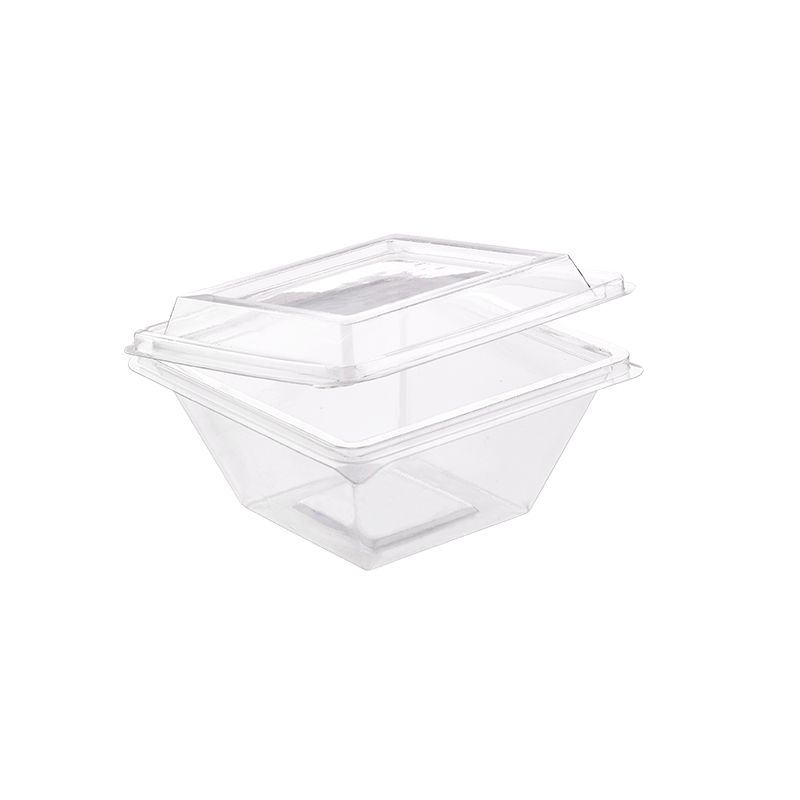 Pyramide Deli plastique PET avec couvercle charniÃ¨re  250ml 105x105, H55 mm, 50pcs