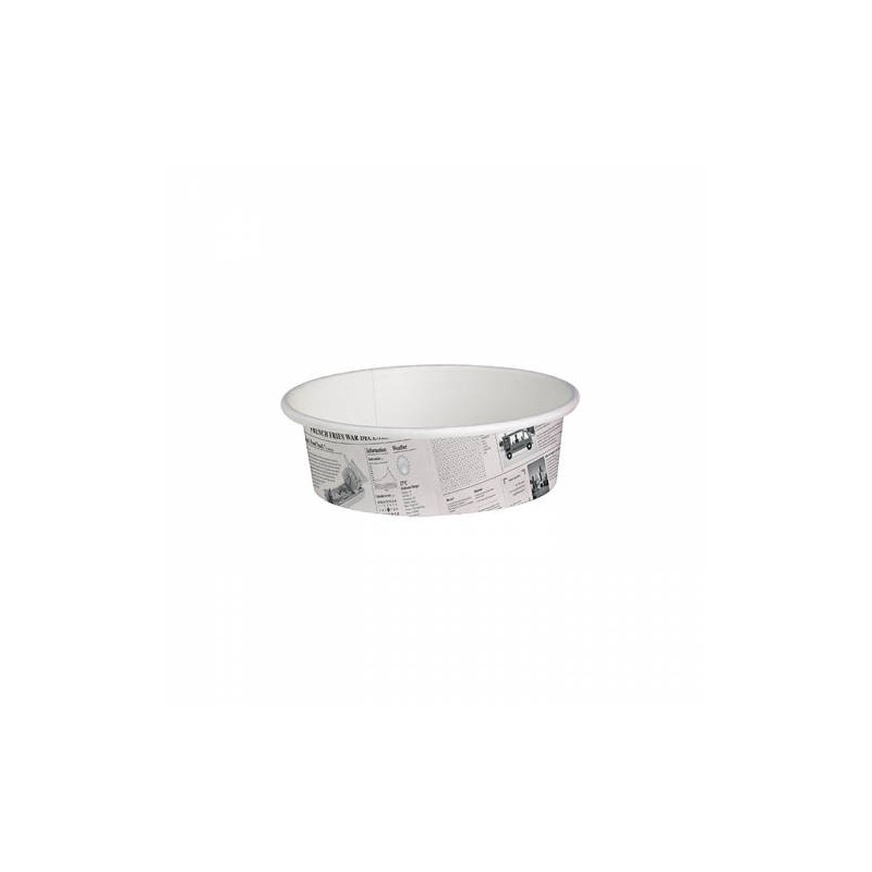 Pot "Deli" rond en carton décor journal 360 ml Diam: 11,4 cm 11,4 x 9,8 x 5,4 cm - 50 unités