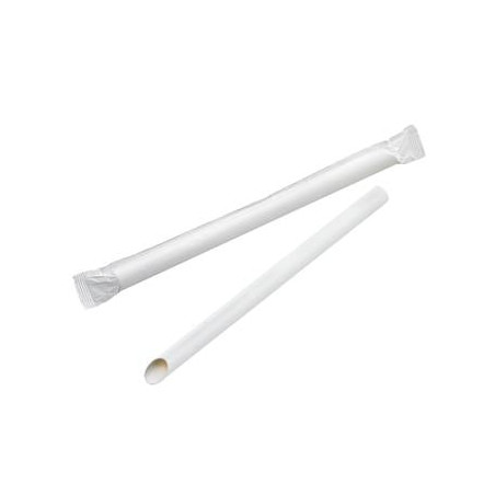 Paille biseautée blanche pour Bubble Tea H200mm - 250 Pcs