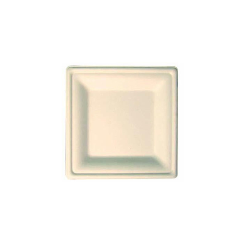Assiette carrée blanche en pulpe 16 x 16 cm - 50 unités