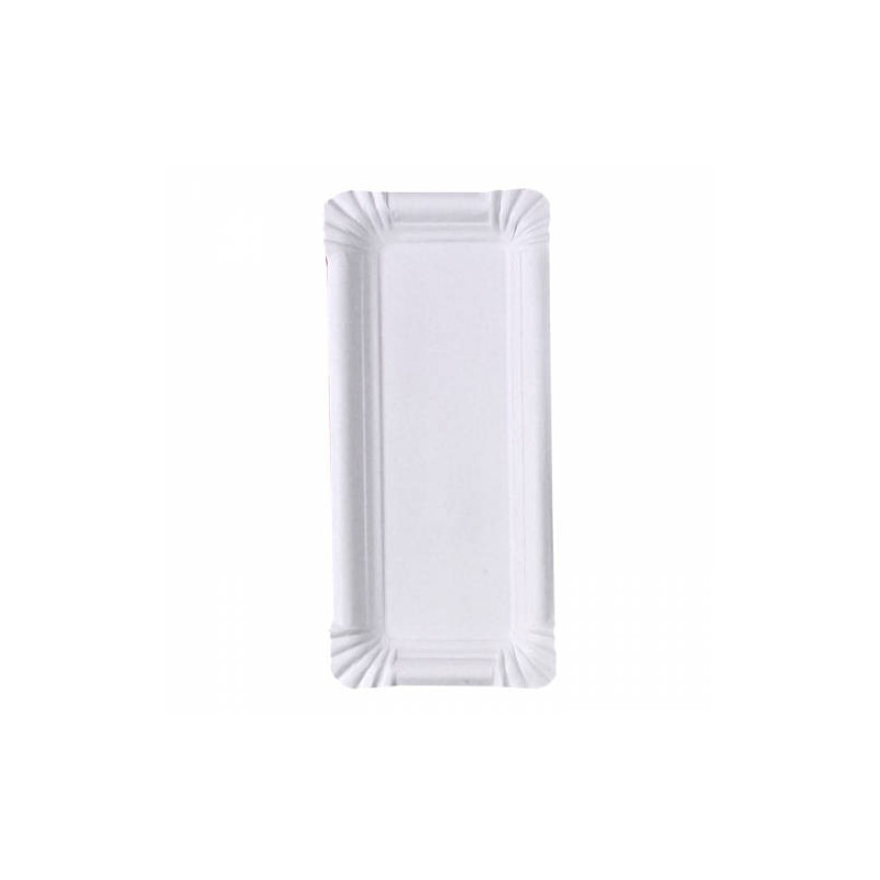 Assiette rectangulaire en carton recyclé blanc 24 x 11 cm - 250 unités