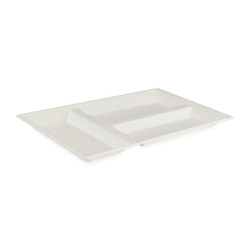 Plateau rectangulaire blanc 3 compartiments en pulpe 40 x 28 cm - 25 unitÃ©s