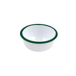 Enamel bol profond bords droits acier emaillÃ© blanche /bord vert  300ml - diam.115mm h50mm - 12 unitÃ©s